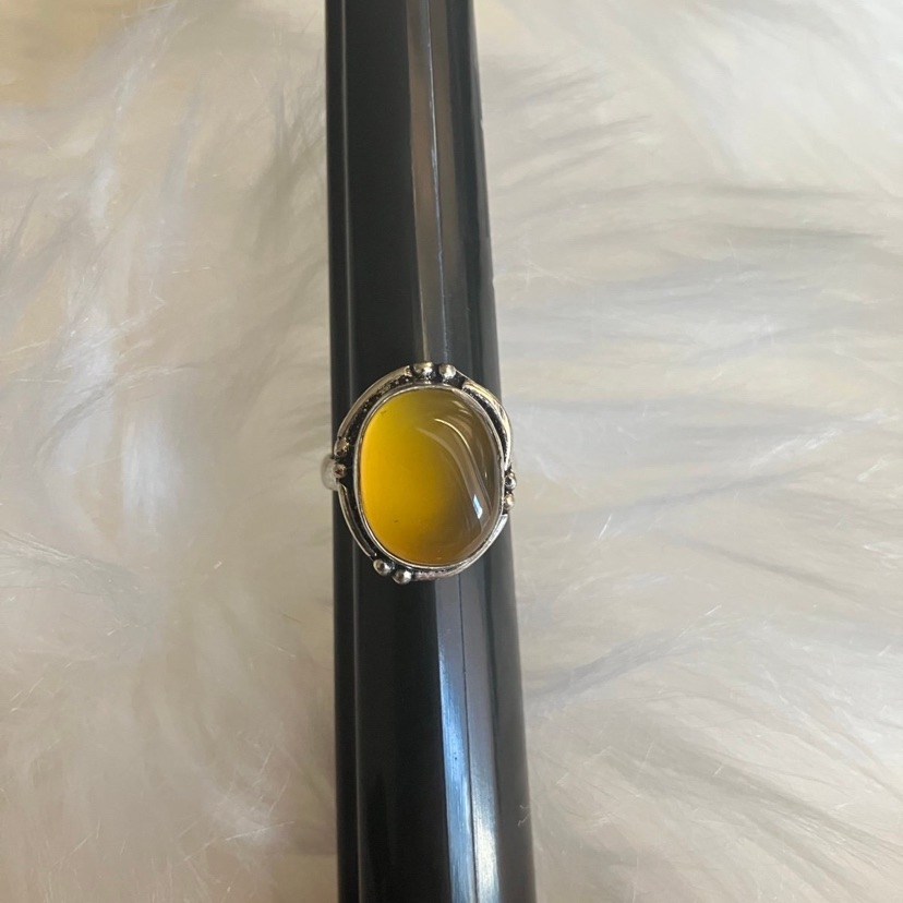 Butter Yellow Amber 925 Silver Ring 6 14 38$